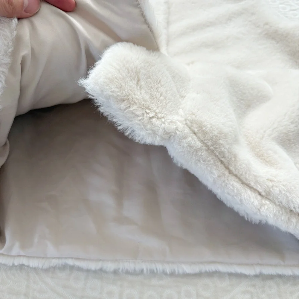 Zara Kids Faux Fur Vest Cream Off White Snap Front‎ Pockets Size 11-12 152cm